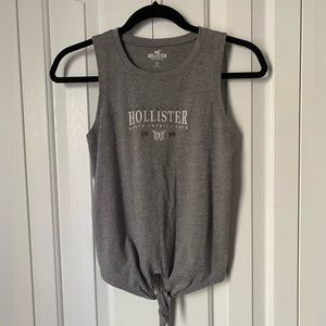 HOLLISTER GREY MUSCLE TANK TIE FRONT - SIZE XS